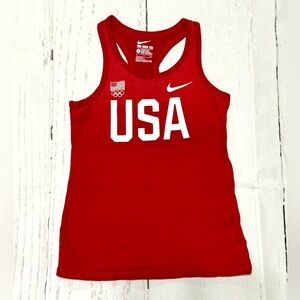 Nike USA tank girls S red white logo Olympic Team racer back top